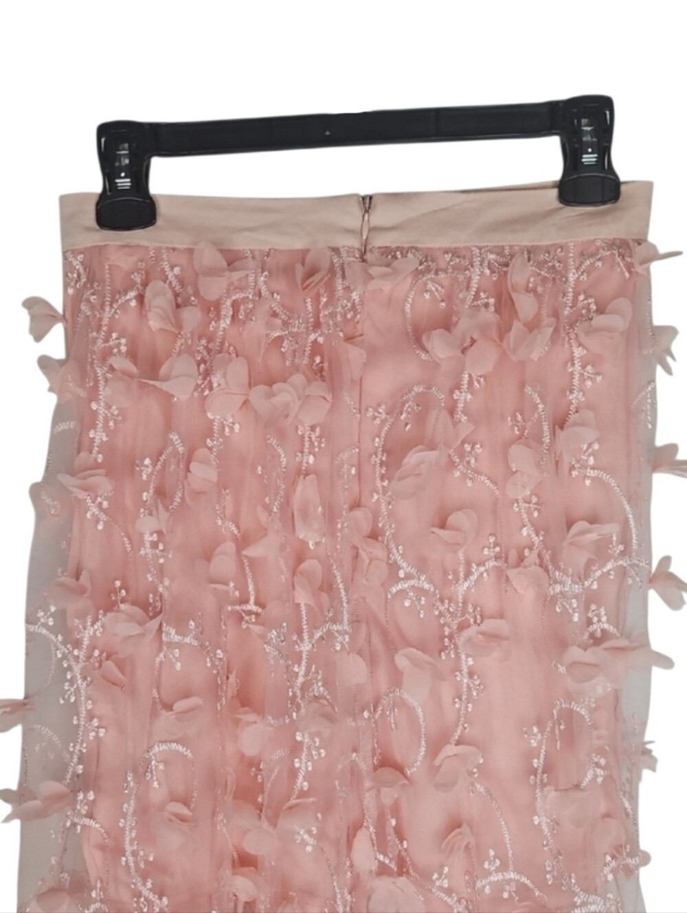 Coquette 3D Floral Applique Skirt Mesh Overlay Pink Fairy Garden Party Romantic - Picture 3 of 7